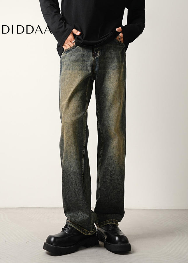 Vintage Blue Wash Distressed Stretch Jeans for Men - Men’s Jeans