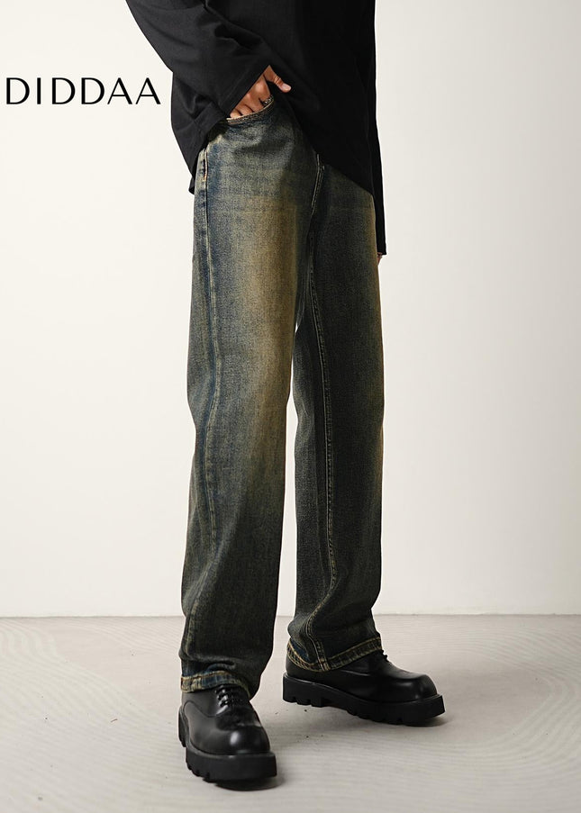 Vintage Blue Wash Distressed Stretch Jeans for Men - Men’s Jeans