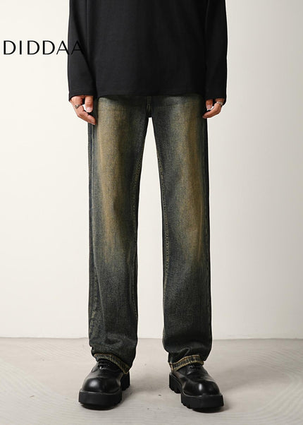 Vintage Blue Wash Distressed Stretch Jeans for Men - Men’s Jeans