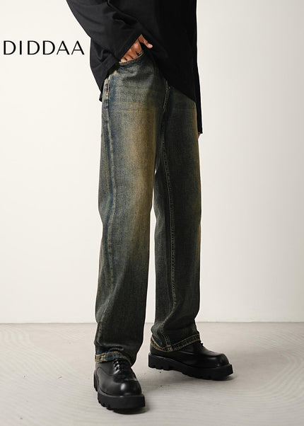 Vintage Blue Wash Distressed Stretch Jeans for Men - Men’s Jeans