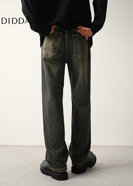Vintage Blue Wash Distressed Stretch Jeans for Men - Men’s Jeans