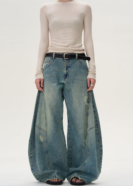 Vintage Wash Distressed Wide Leg Jeans for Men and Women - Men’s Jeans