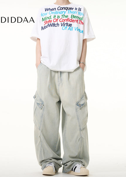 Vintage Wash Loose Fit Cargo Jeans for Men and Women - Men’s Jeans