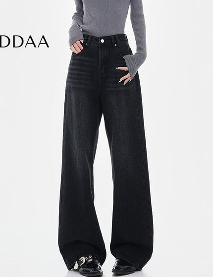 Vintage Wash Loose High-Waisted Wide-Leg Jeans - S / Black - Women’s Jeans