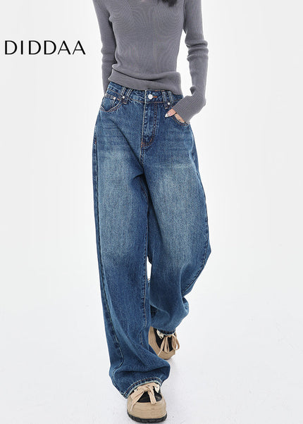 Vintage Wash Loose High-Waisted Wide-Leg Jeans - Women’s Jeans