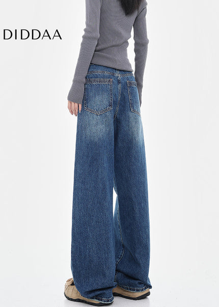 Vintage Wash Loose High-Waisted Wide-Leg Jeans - Women’s Jeans