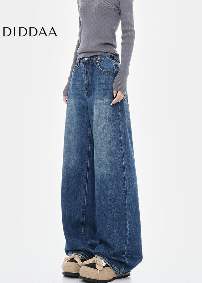Vintage Wash Loose High-Waisted Wide-Leg Jeans - Women’s Jeans