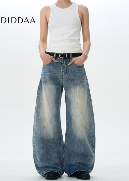 Vintage Washed Blue Loose Fit Slub Jeans for All - Men’s Jeans