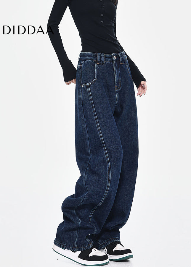 Vintage Washed Deconstructed Wide-Leg Jeans KEN STUDIO - Women’s Jeans