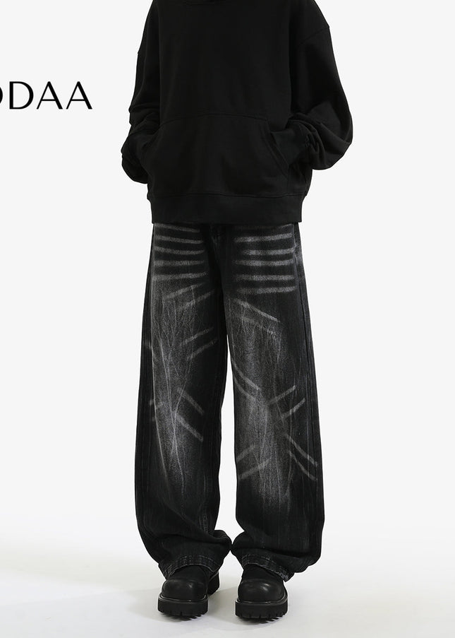 Vintage Washed Loose Fit Jeans for Men and Women - S / Black - Men’s Jeans