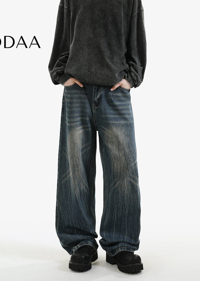 Vintage Washed Loose Fit Jeans for Men and Women - S / Dark Blue - Men’s Jeans