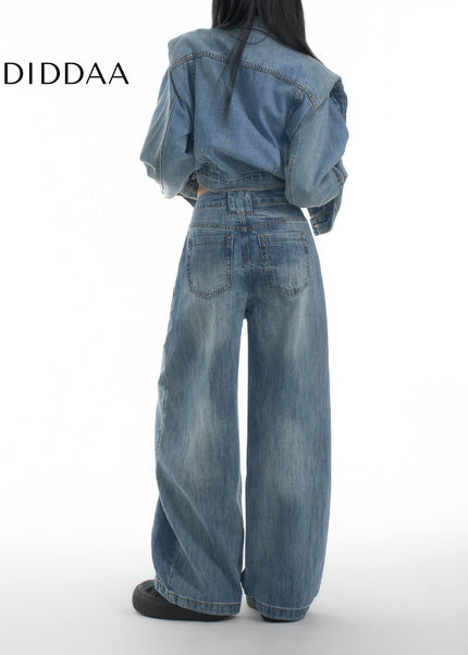 Vintage Washed Loose Fit Wide Leg Jeans in Bamboo - Women’s Jeans