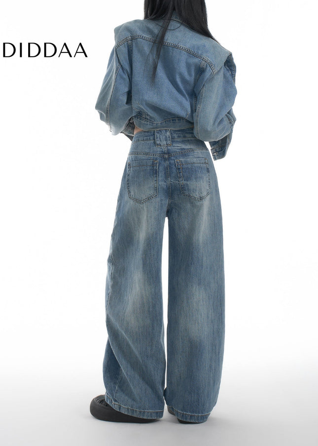 Vintage Washed Loose Fit Wide Leg Jeans in Bamboo - Women’s Jeans
