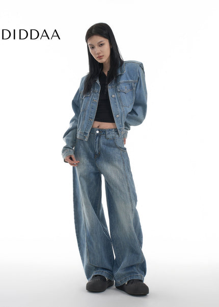 Vintage Washed Loose Fit Wide Leg Jeans in Bamboo - Women’s Jeans