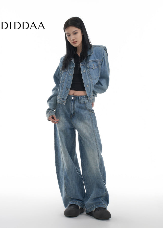 Vintage Washed Loose Fit Wide Leg Jeans in Bamboo - Women’s Jeans
