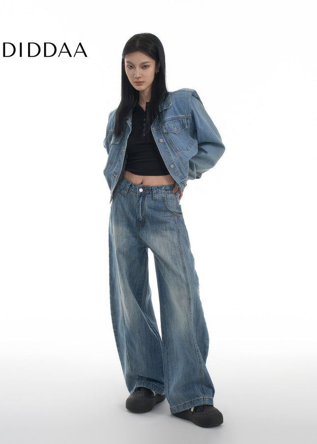 Vintage Washed Loose Fit Wide Leg Jeans in Bamboo - Women’s Jeans