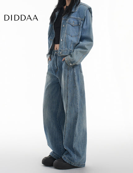 Vintage Washed Loose Fit Wide Leg Jeans in Bamboo - XS / Mid Blue - Women’s Jeans