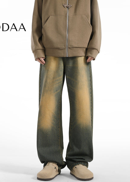 Vintage Yellow Clay Dye Loose Fit Jeans for Men - S / Vintage Blue - Men’s Jeans