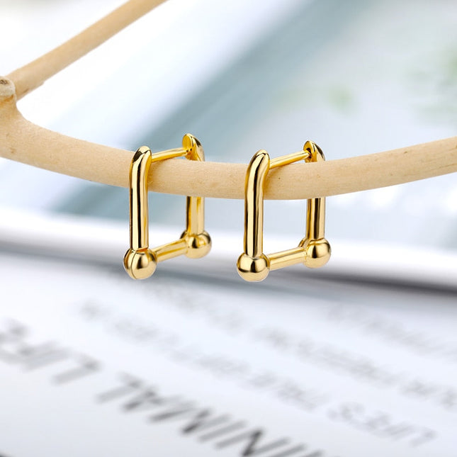 Visone Earrings | Gold Rectangle Hoop Earrings