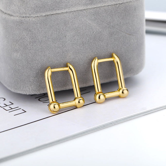 Visone Earrings | Gold Rectangle Hoop Earrings