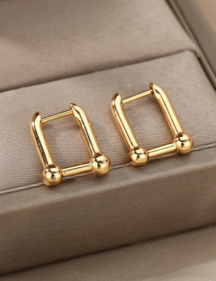 Visone Earrings | Gold Rectangle Hoop Earrings