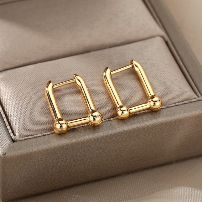 Visone Earrings | Gold Rectangle Hoop Earrings