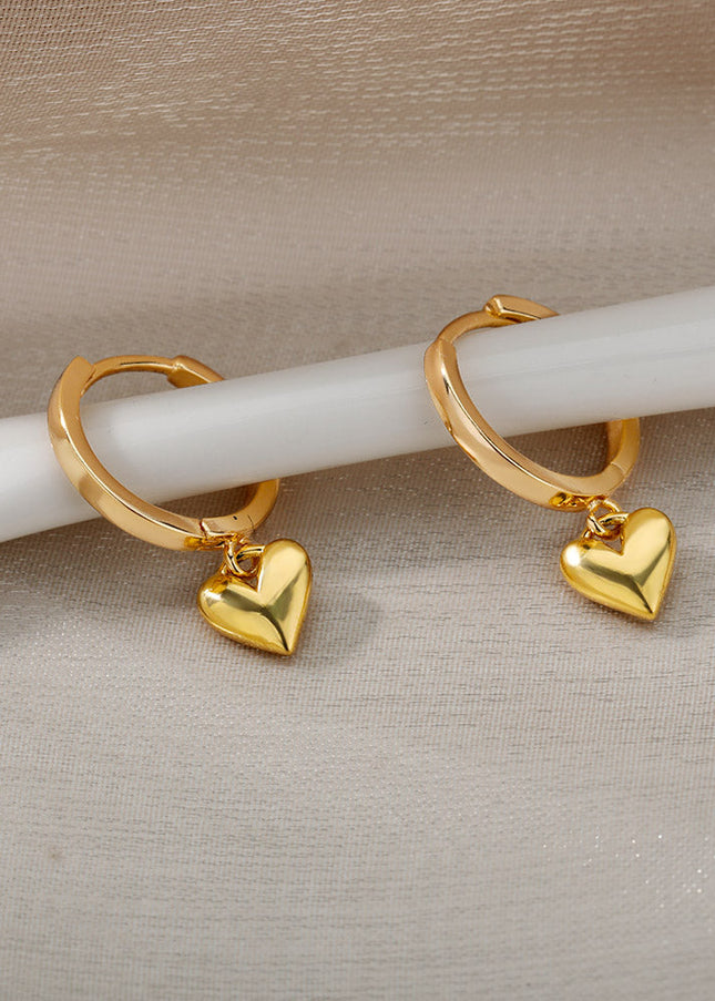 Warmly Earrings | Gold Small Heart Hoop Earrings