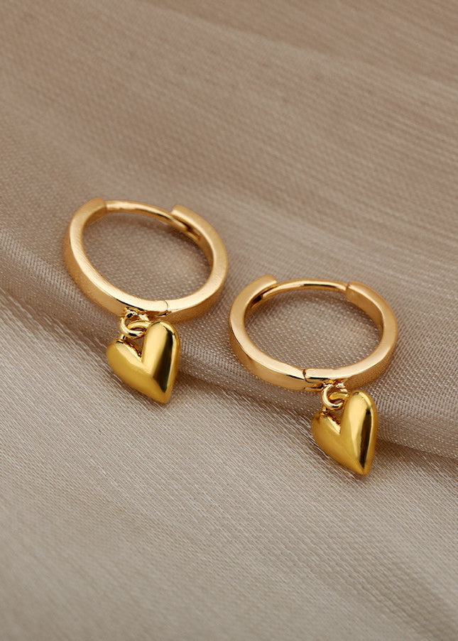 Warmly Earrings | Gold Small Heart Hoop Earrings