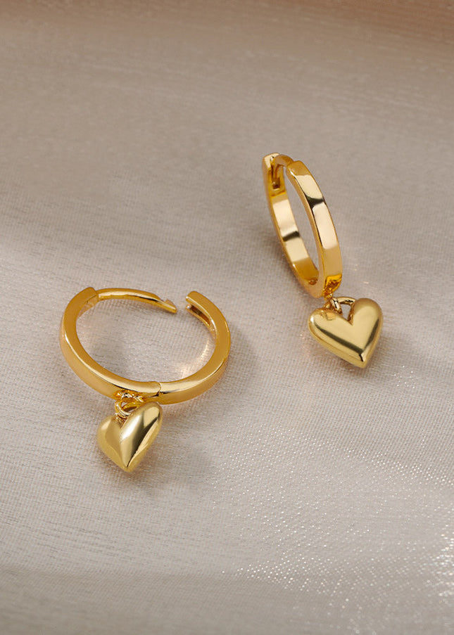 Warmly Earrings | Gold Small Heart Hoop Earrings