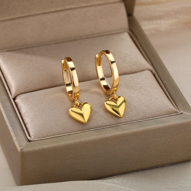 Warmly Earrings | Gold Small Heart Hoop Earrings