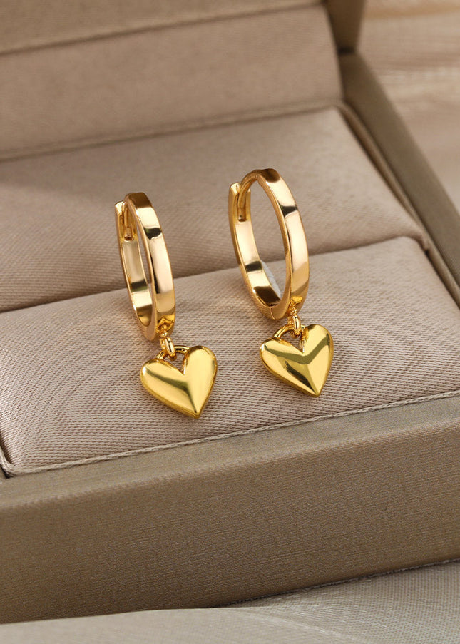 Warmly Earrings | Gold Small Heart Hoop Earrings