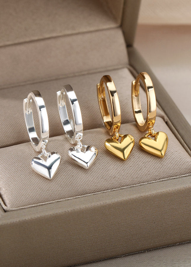 Warmly Earrings | Gold Small Heart Hoop Earrings