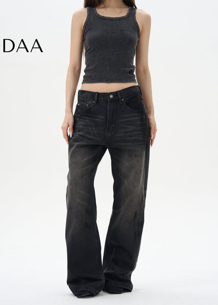 Washed Black High-Quality American-Style Jeans - S / Black - Women’s Jeans