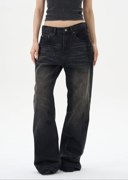 Washed Black High-Quality American-Style Jeans - Women’s Jeans