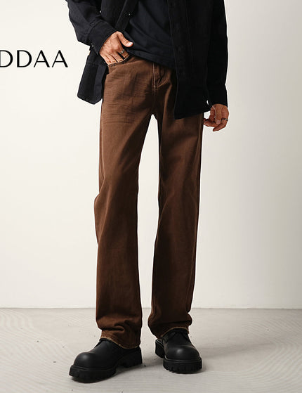 Washed Blue Casual Loose Straight-Leg Jeans - 28 / Brown - Men’s Jeans