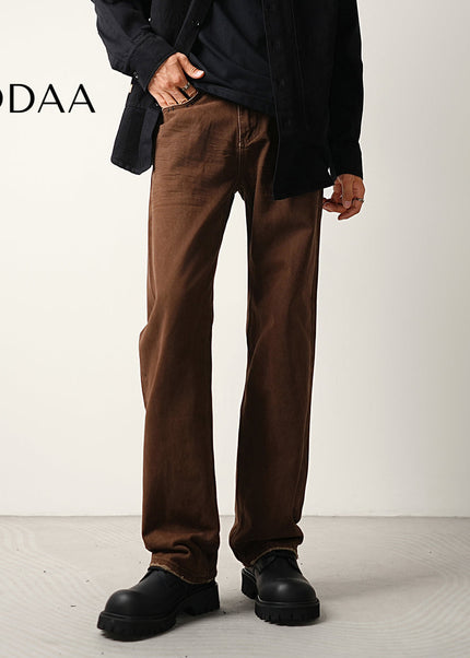 Washed Blue Casual Loose Straight-Leg Jeans - 28 / Brown - Men’s Jeans