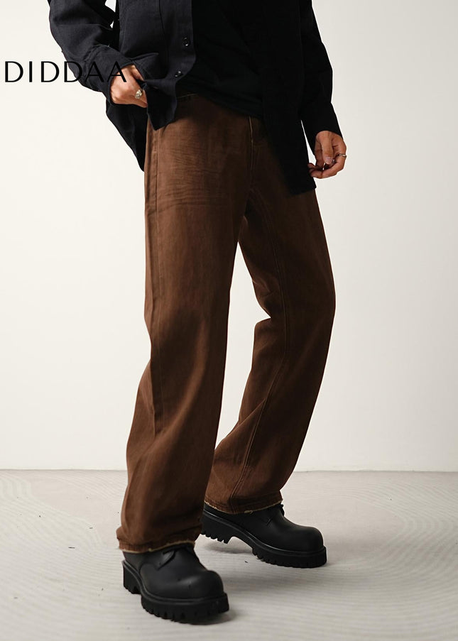 Washed Blue Casual Loose Straight-Leg Jeans - Men’s Jeans