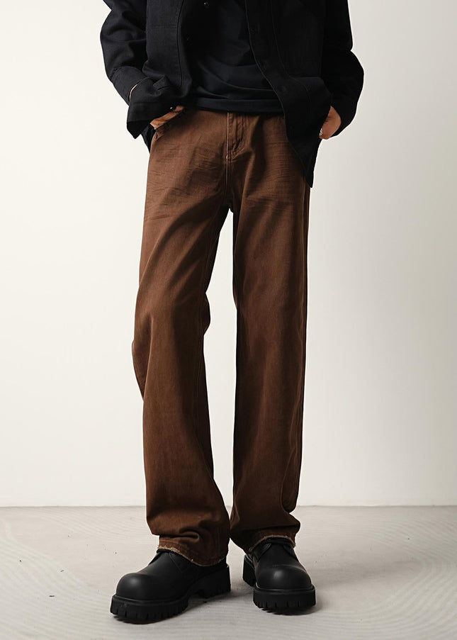 Washed Blue Casual Loose Straight-Leg Jeans - Men’s Jeans