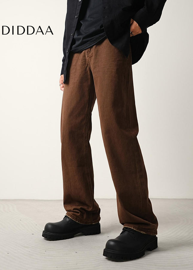 Washed Blue Casual Loose Straight-Leg Jeans - Men’s Jeans