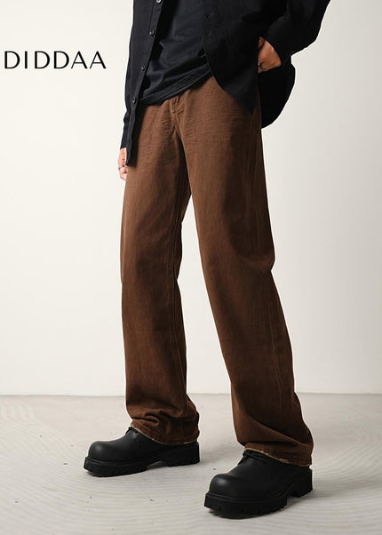 Washed Blue Casual Loose Straight-Leg Jeans - Men’s Jeans