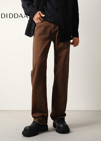 Washed Blue Casual Loose Straight-Leg Jeans - Men’s Jeans