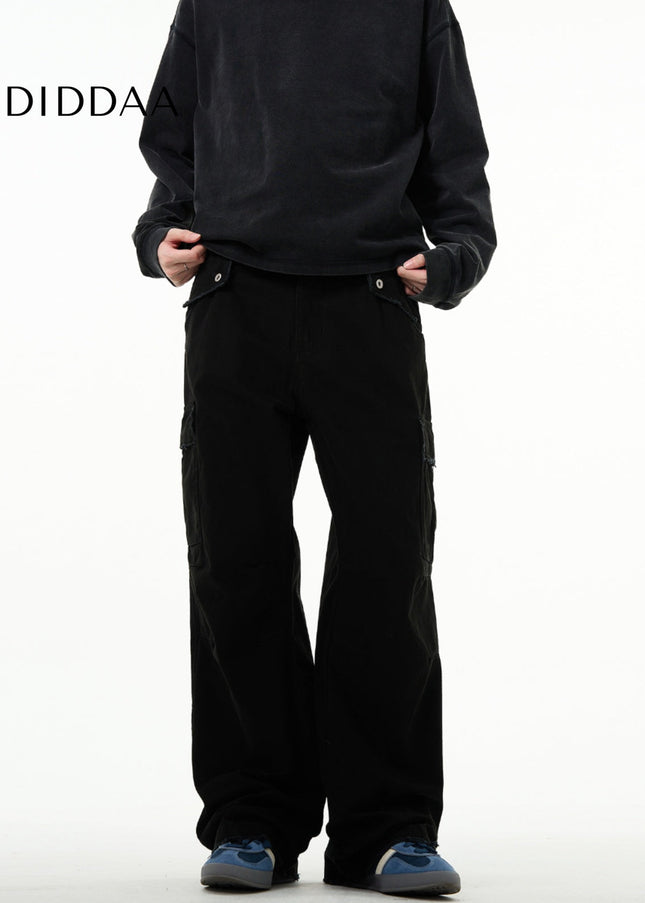 Washed Blue Cropped Cut Cargo Jeans for Men - Men’s Jeans