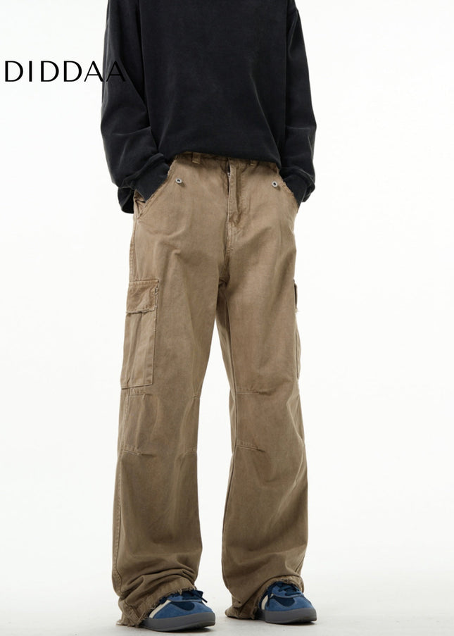 Washed Blue Cropped Cut Cargo Jeans for Men - Men’s Jeans