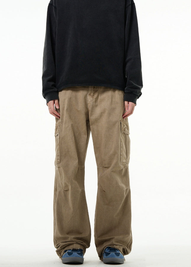 Washed Blue Cropped Cut Cargo Jeans for Men - Men’s Jeans