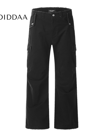 Washed Blue Cropped Cut Cargo Jeans for Men - XS / Black - Men’s Jeans