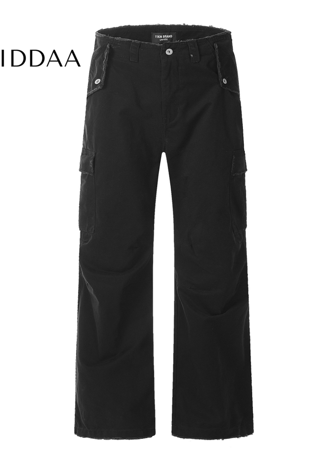 Washed Blue Cropped Cut Cargo Jeans for Men - XS / Black - Men’s Jeans