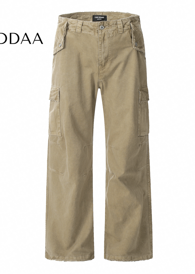 Washed Blue Cropped Cut Cargo Jeans for Men - XS / Khaki - Men’s Jeans