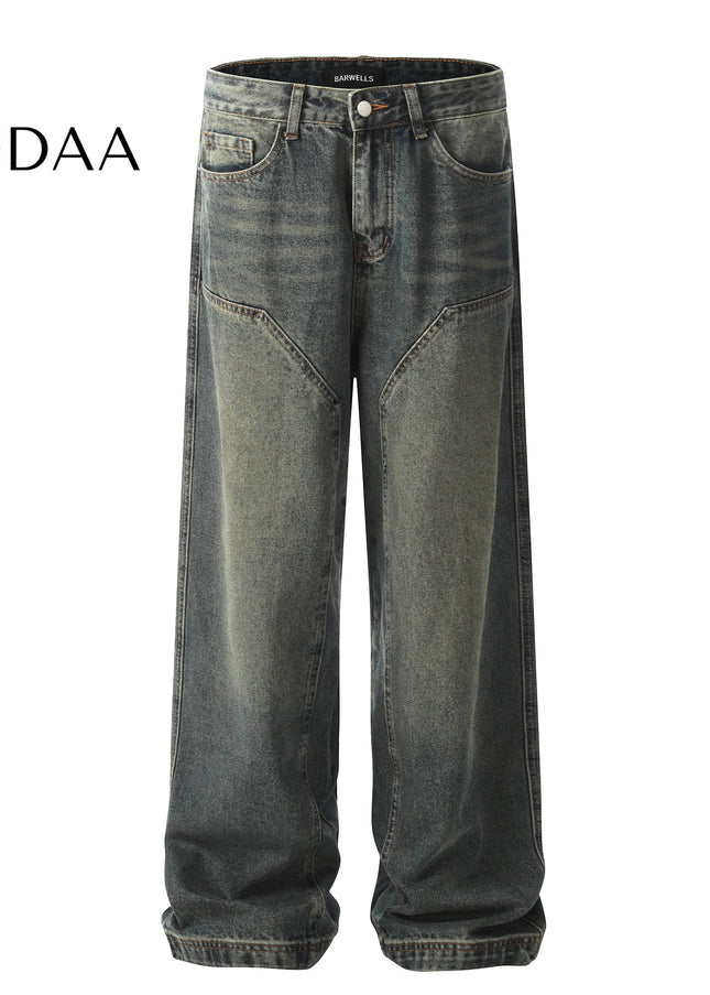 Washed Blue Deconstructed Cleanfit Jeans for All - Vintage Blue / S - Men’s Jeans