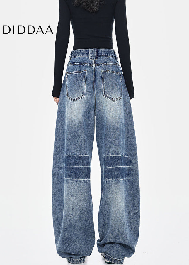 Washed Blue Deconstructed Loose Cutlass Jeans - Women’s Jeans