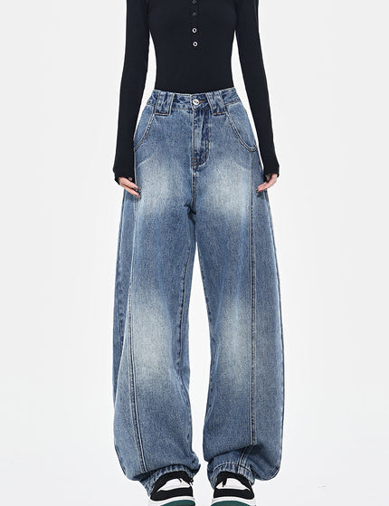 Washed Blue Deconstructed Loose Cutlass Jeans - Women’s Jeans